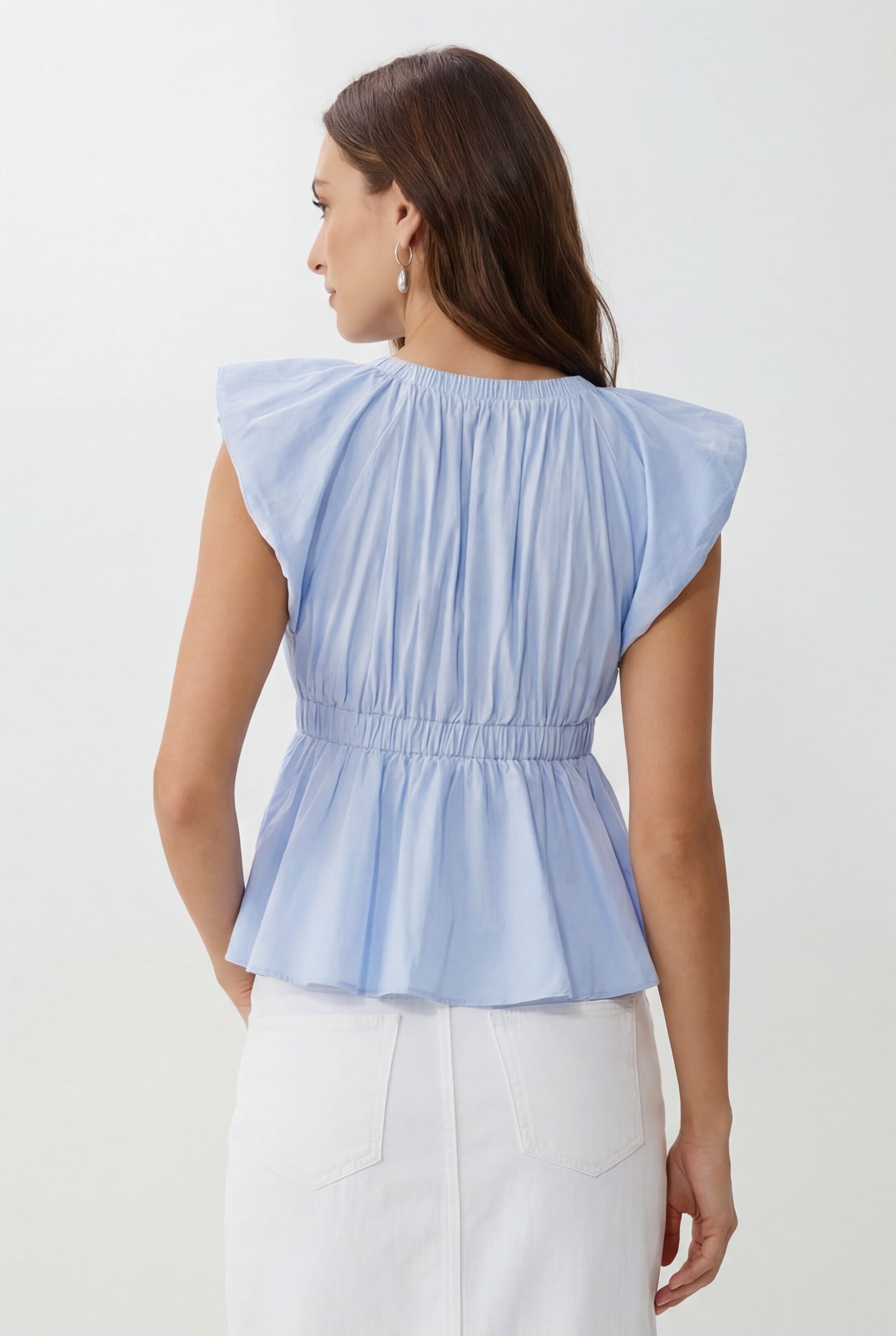 Chicovar Women's Summer Tops Deep V  Short Sleeve Babydoll Shirts