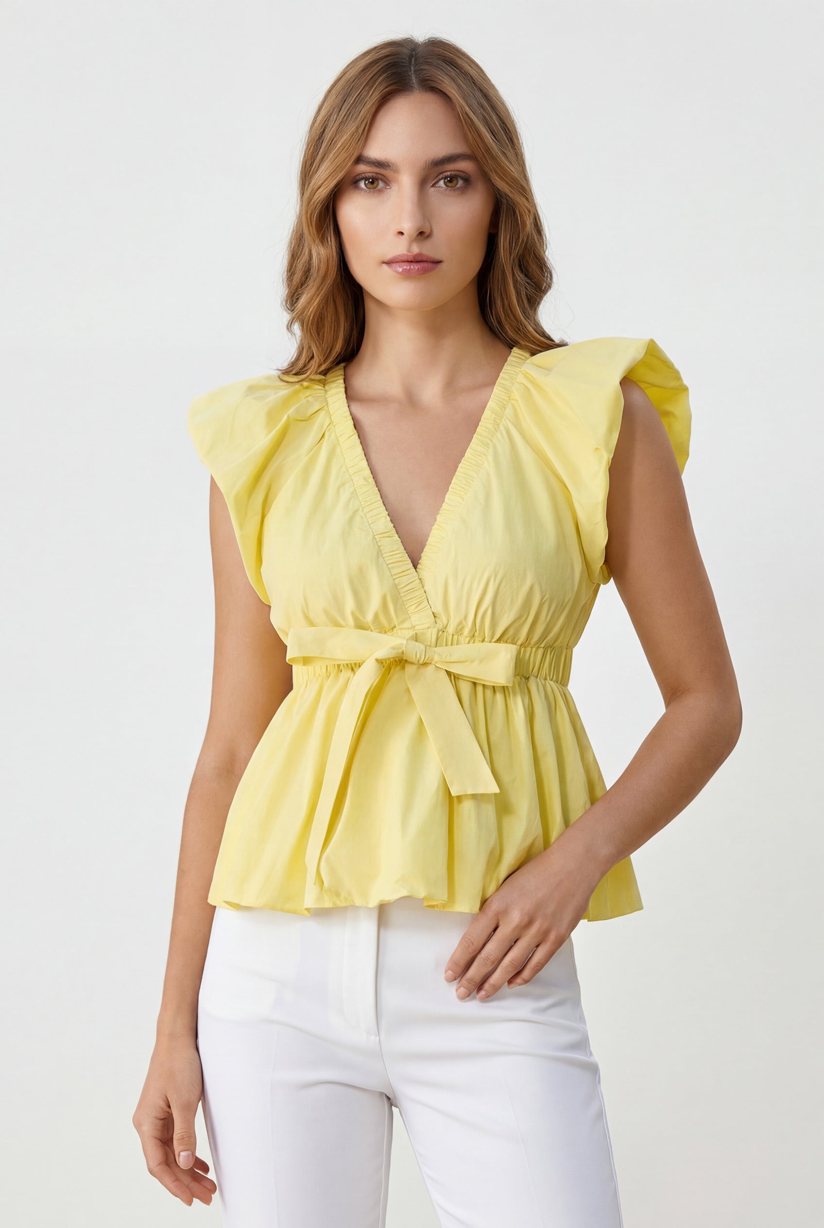 Chicovar Women's Summer Tops Deep V  Short Sleeve Babydoll Shirts