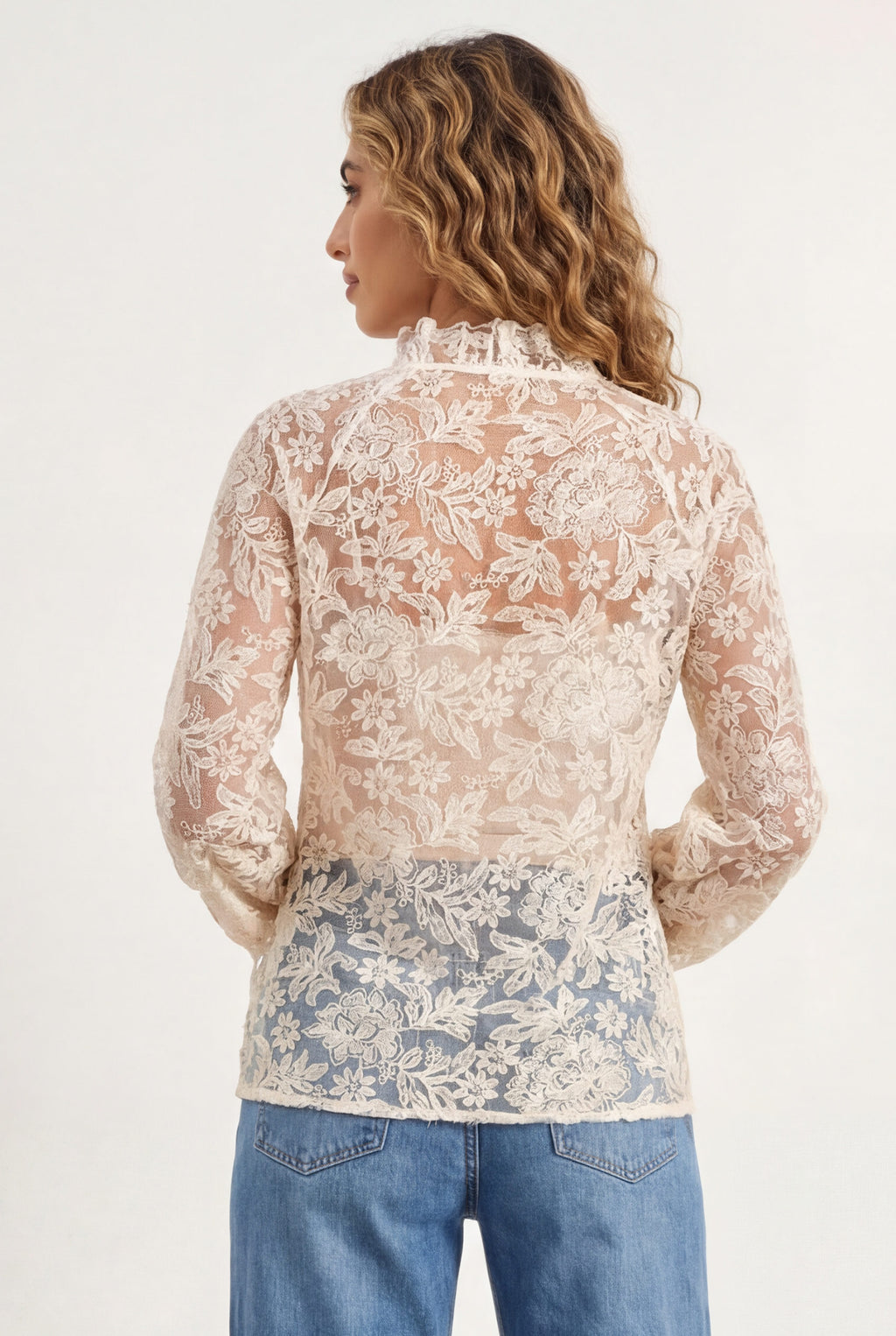 Chicovar Women’s Floral Lace Sheer Blouse