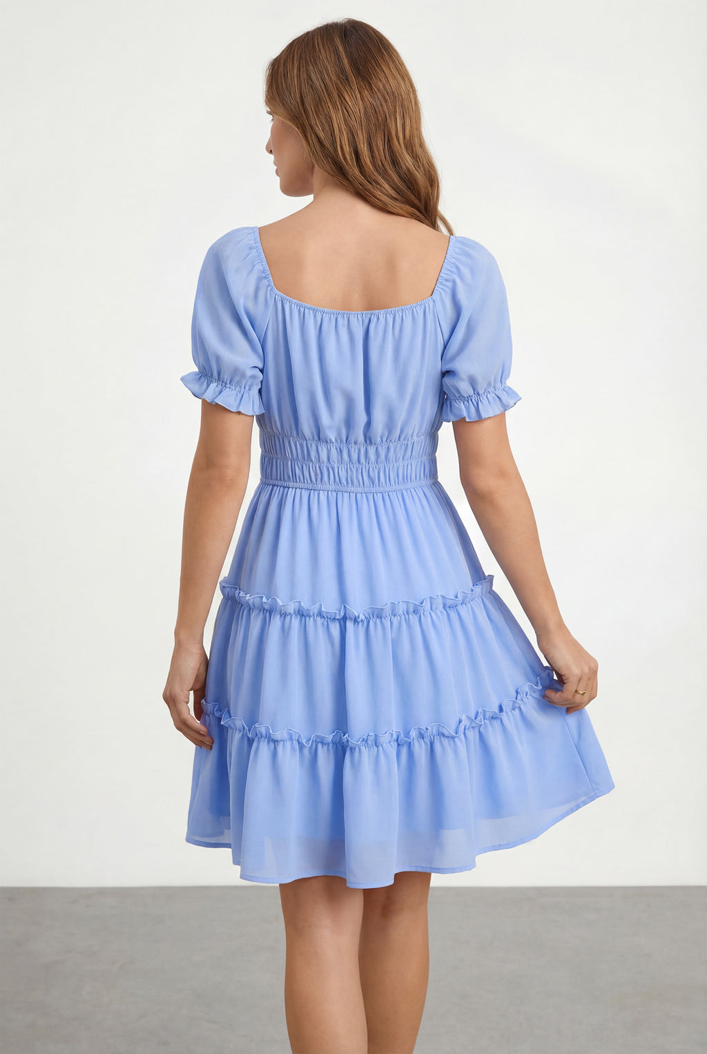 Chicovar Women's Summer Dress Square Neck Off Shoulder Puff Sleeve