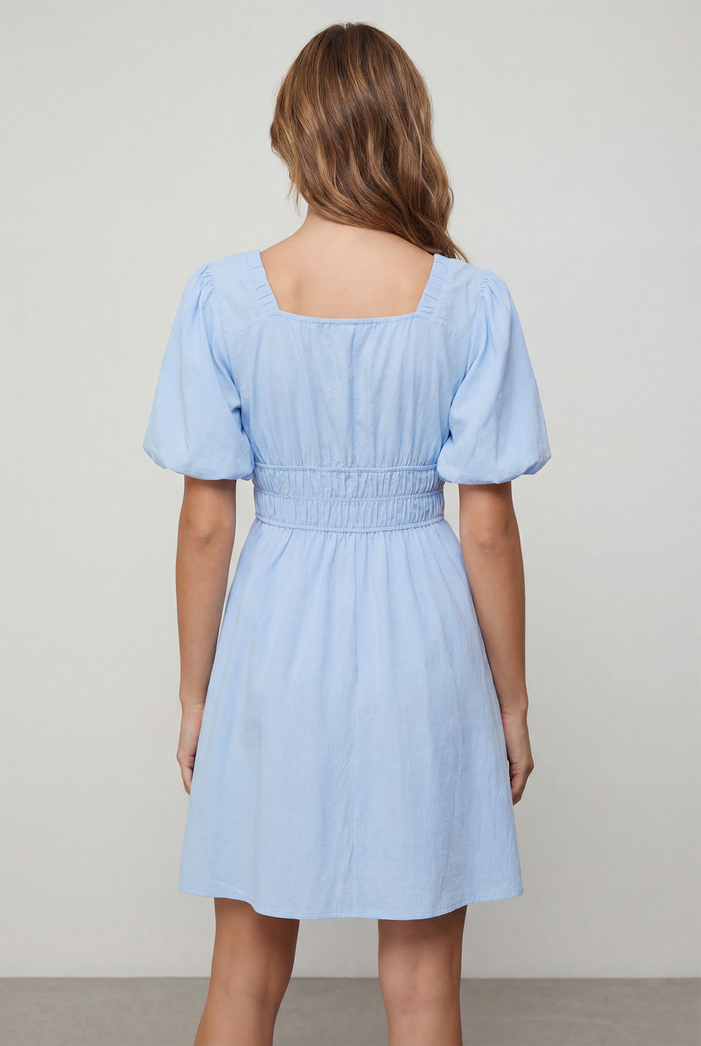 Chicovar Women's Boho Puff Sleeve Textured Cotton Mini Dress
