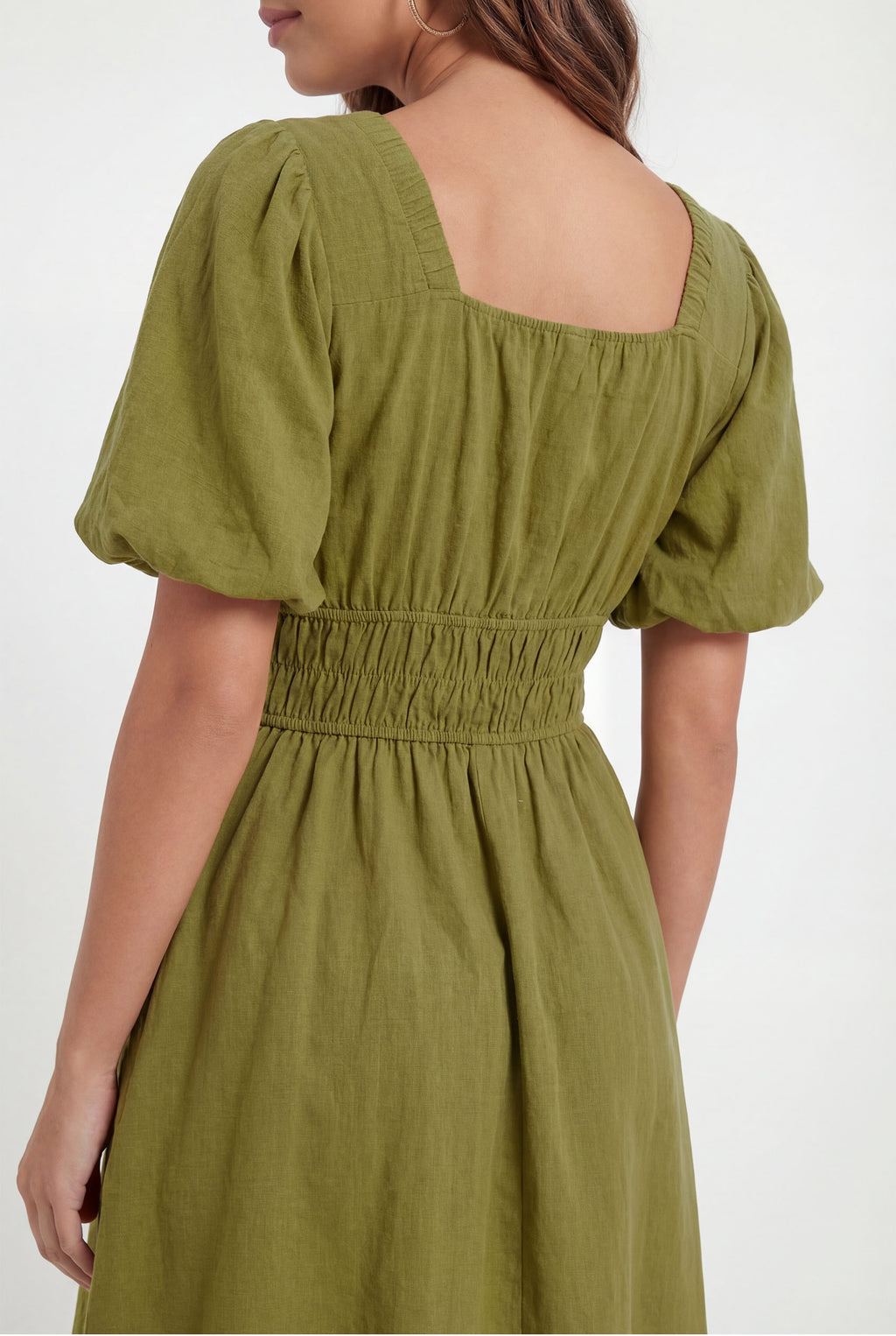Chicovar Women's Boho Puff Sleeve Textured Cotton Mini Dress
