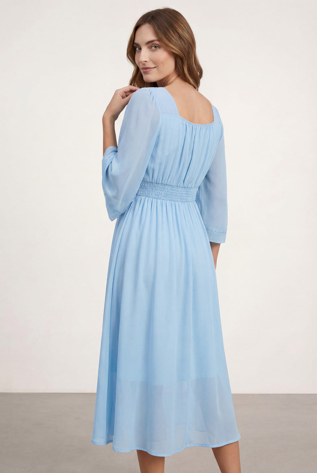 Chicovar Women's Elegant V Neck Bell Sleeve Dress
