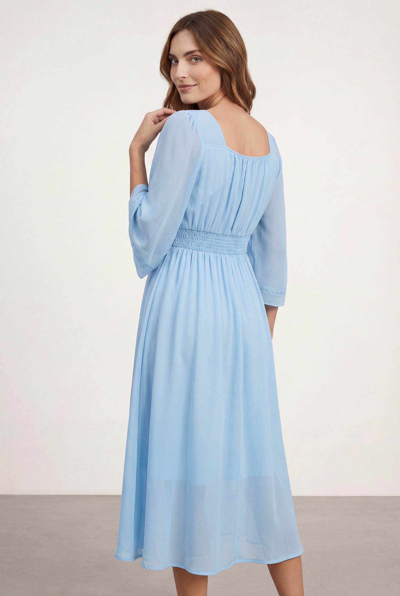 Chicovar Women's Elegant V Neck Bell Sleeve Dress