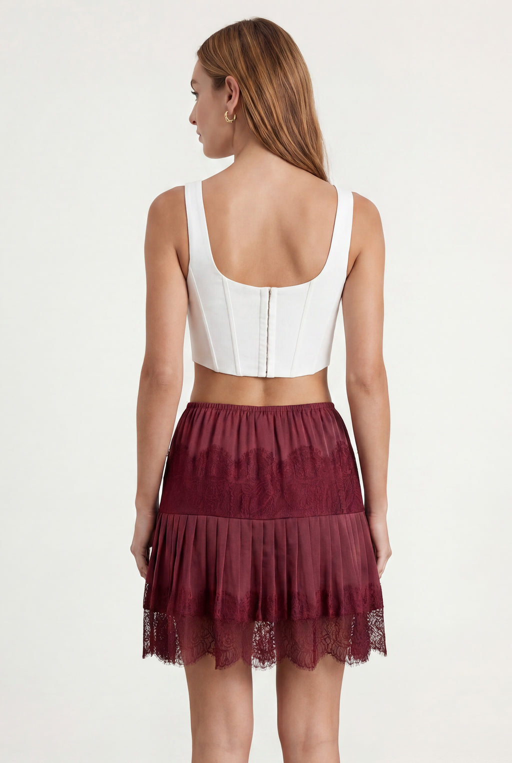 Chicovar Women's Lace Ruffle Tiered Mini Skirt Solid Patchwork Balletcore Ruffled Skirt
