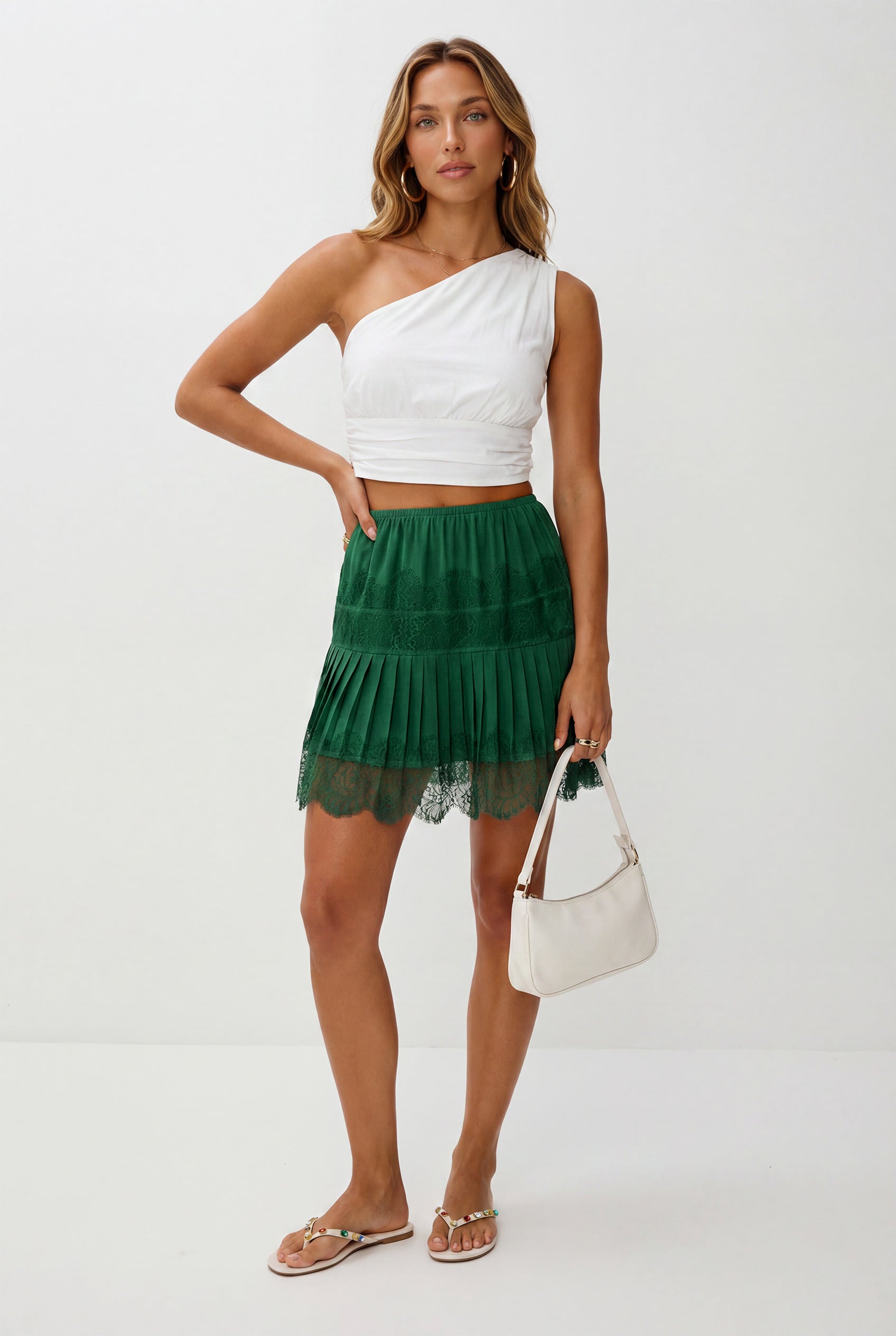 Chicovar Women's Lace Ruffle Tiered Mini Skirt Solid Patchwork Balletcore Ruffled Skirt