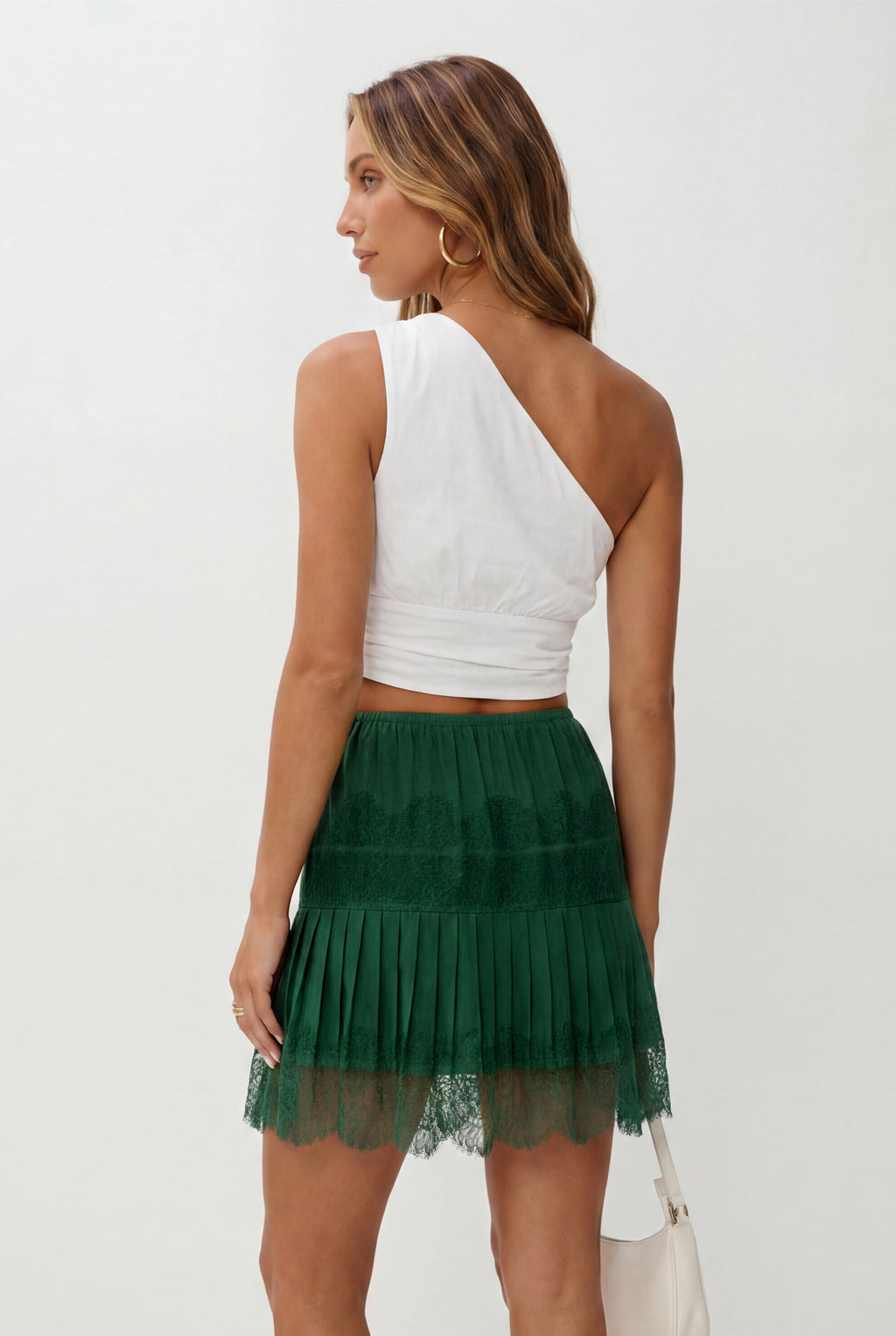 Chicovar Women's Lace Ruffle Tiered Mini Skirt Solid Patchwork Balletcore Ruffled Skirt