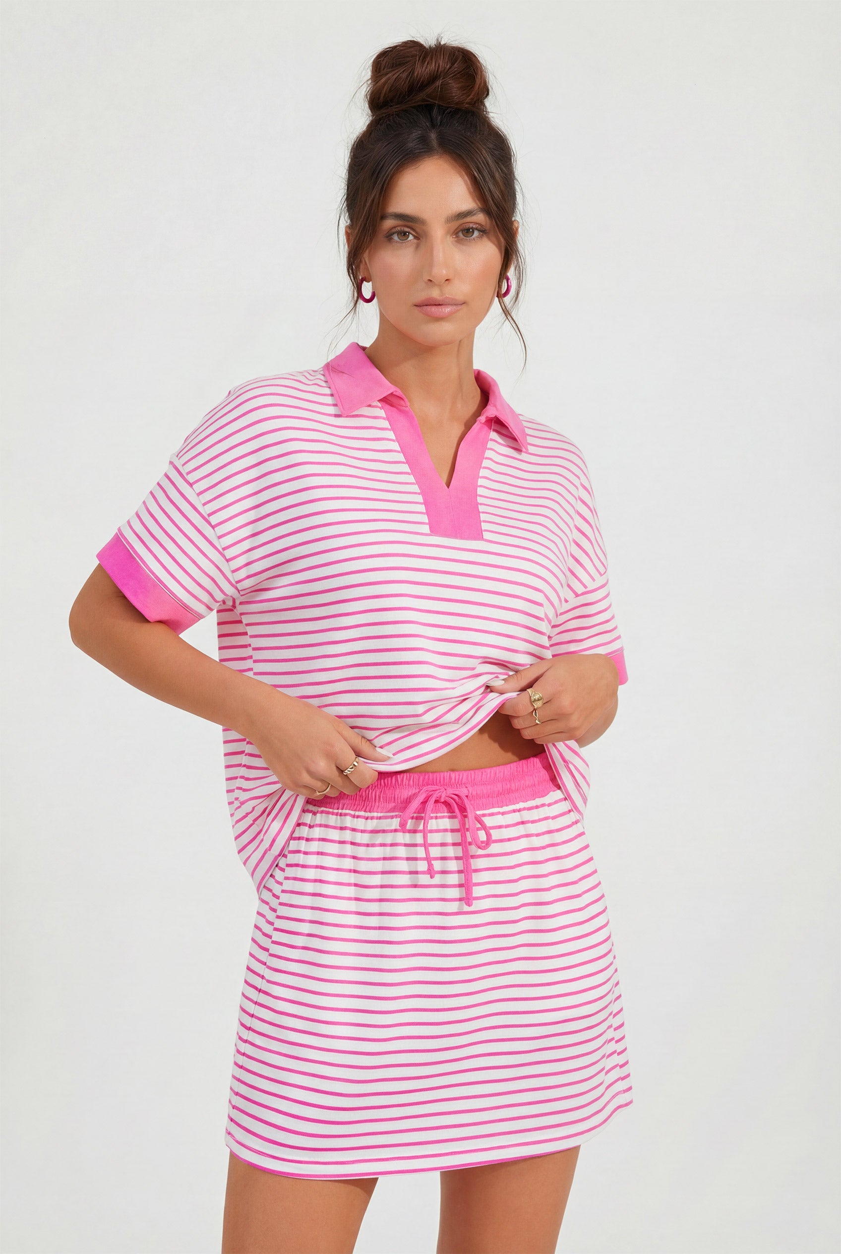 Chicovar Women's Striped 2 Piece Outfits Matching Lounge Sets