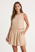 Chicovar Women's 2 Piece Skirt Sets Summer Eyelet Embroidery
